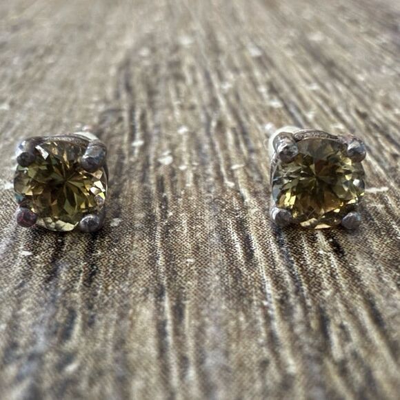 Sterling Silver Yellow Tanzanite Earrings - Picture 1 of 9